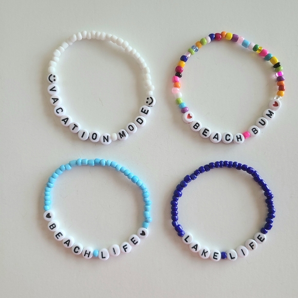 Custom Name Seed Bead Bracelet Set - Picture 2 of 9